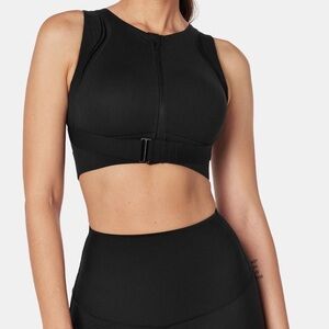 Fanka EmbraceUp Sports Bra Front Zip Adjustable Strap Black size Small